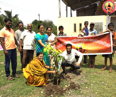 Sapling plantation at village Dudhgaon, Sangli on the occasion of World Environment Day.