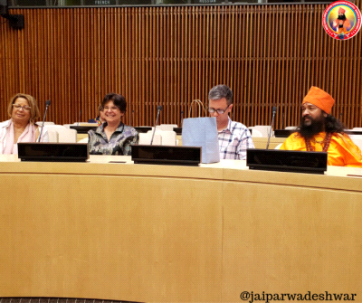 Shree Shree Shree Sadguru Bhau Maharaj ji at International conference at United Nations headquarter at New York.